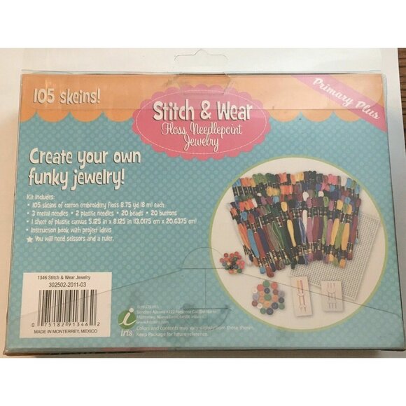 Jewelry Making Kit Stitch & Wear Floss Needlepoint 1306 Skeins Embroidery Floss - Picture 3 of 3